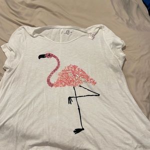 Crown & Ivy authentic tee with flamingo